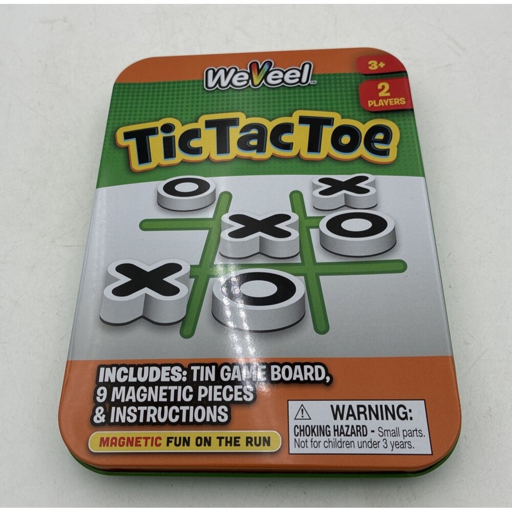 WeVeel Magnetic TIC TAC TOE Travel Tin Game Board 9 Magnetic Pieces  New   mf